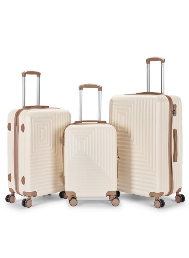 LIMRA Travel Bags 3-Piece Hardshell Luggage Set (20/24/28 Inch) - Lightweight ABS Travel Bags with 360° Spinner Wheels Beige/Gold Color
